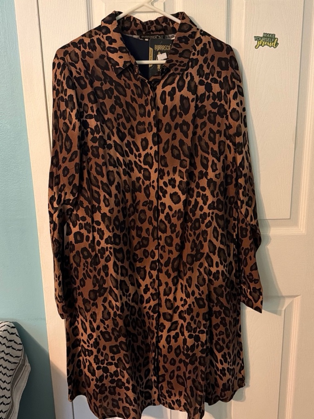 Animal Print Shirt Dress - Brown Leopard